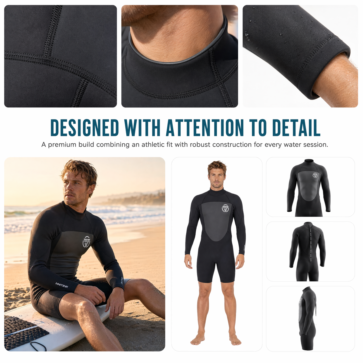 MWTA Men's 2mm Long Sleeve Spring Wetsuit – Back Zip