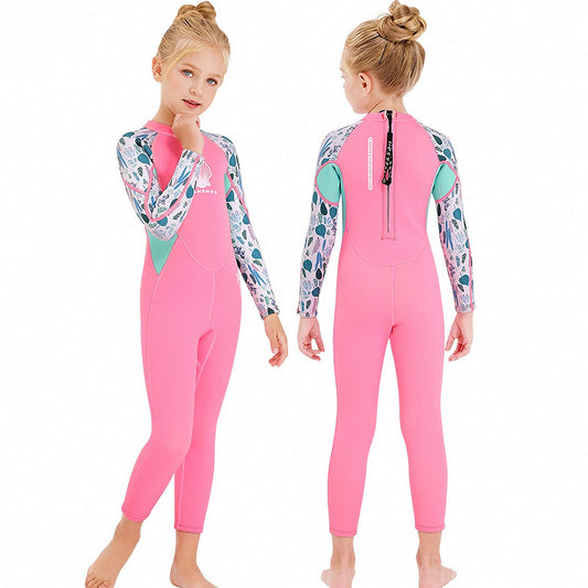 MWTA Wetsuit for Kids Boys Girls 2.5mm Neoprene Thermal Swimsuit Fullsuit Wet Suits Long Sleeve for Toddler Child Junior Youth Swimming, Diving, Surfing Pink-XXL