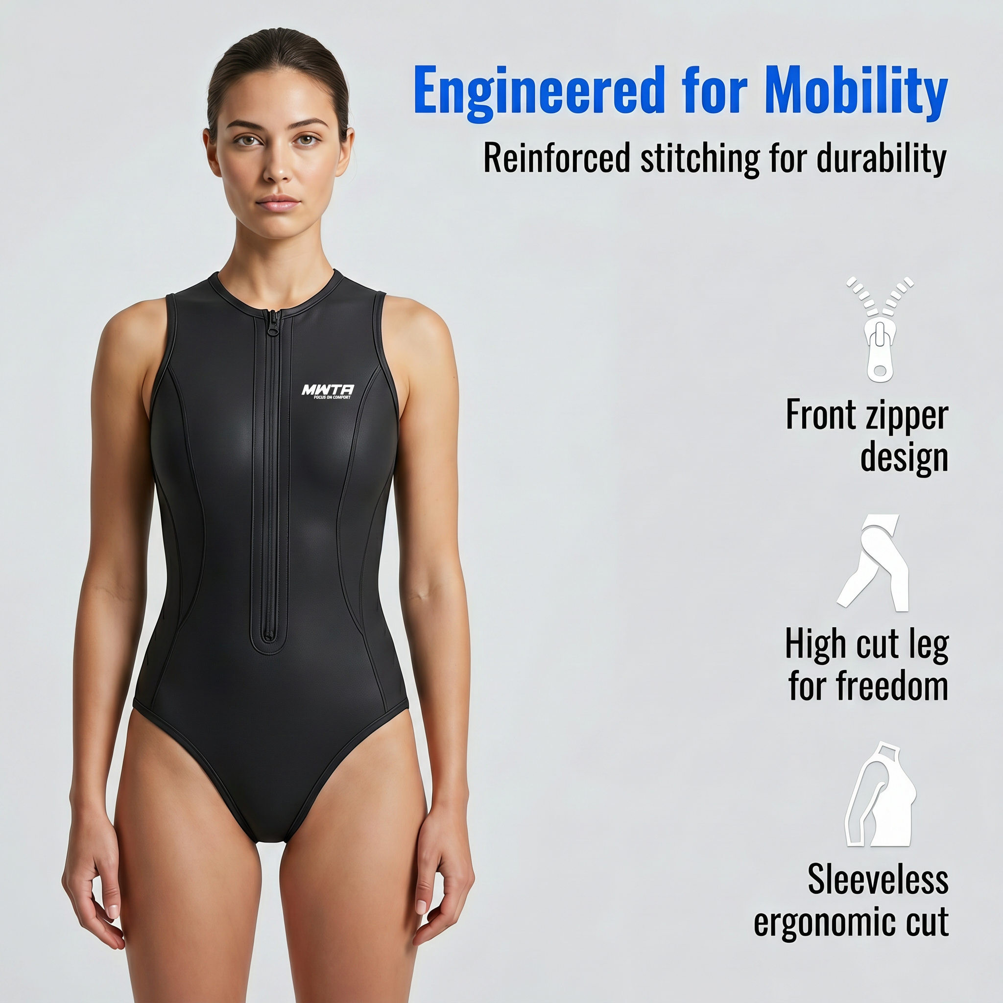 Women's 2mm Sleeveless Spring Suit Wetsuit High Cut | MWTA