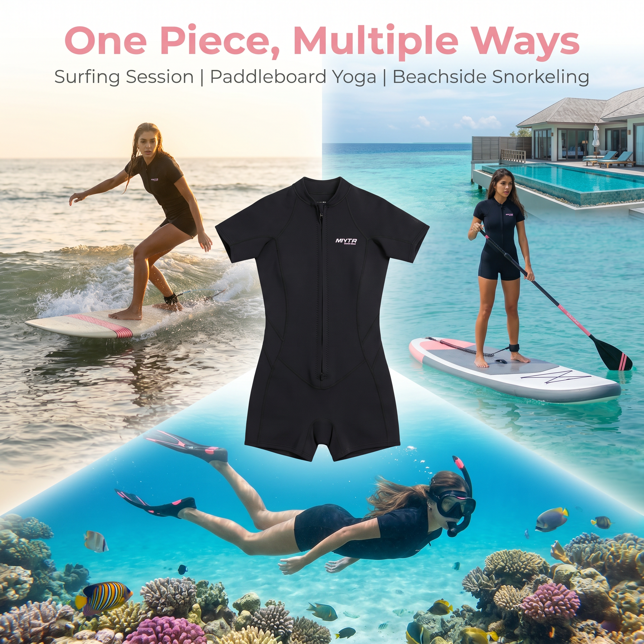 Women's 2mm Short Sleeve Spring Suit Wetsuit Front Zip | MWTA