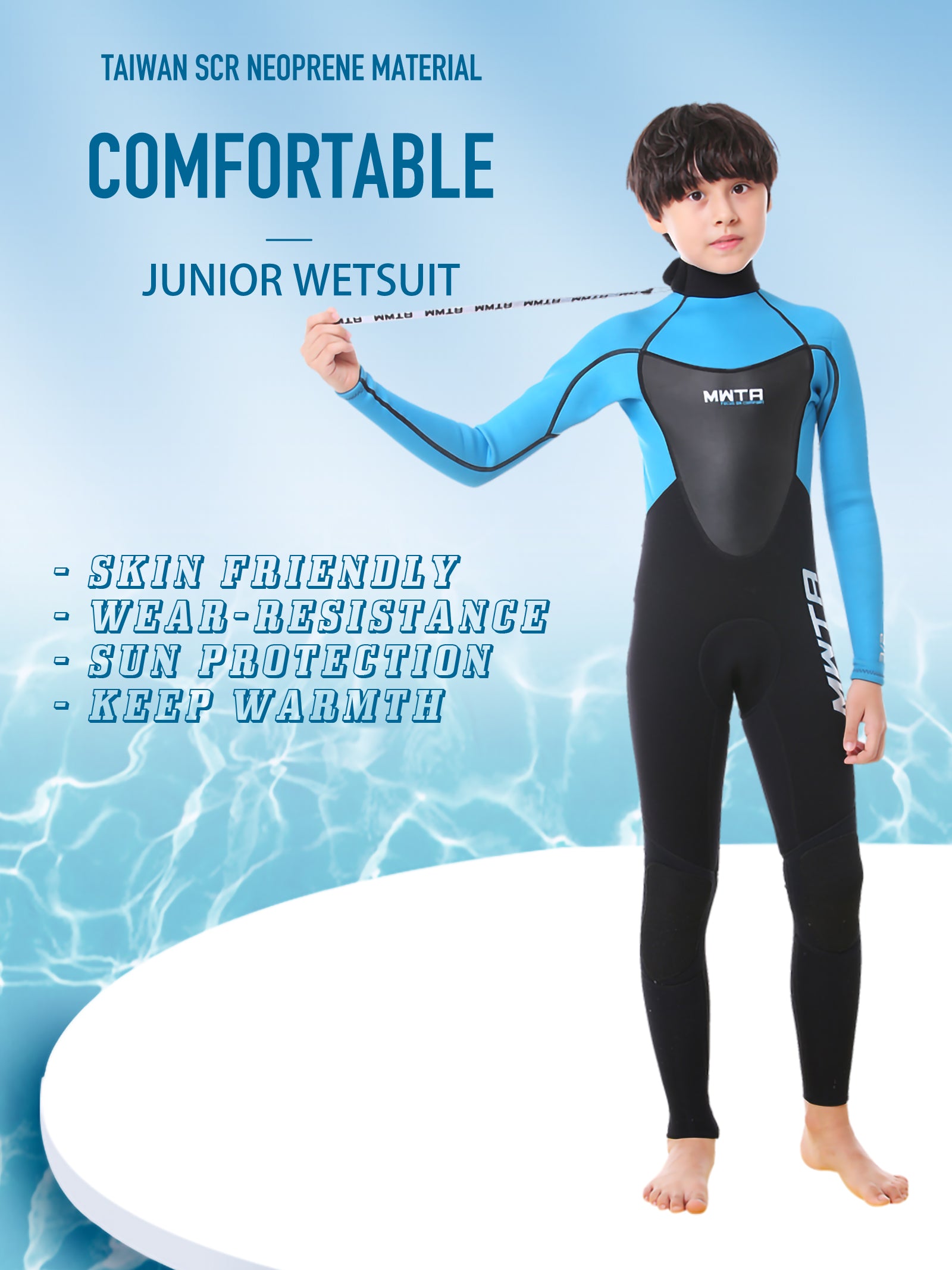 MWTA Junior 3/2mm Full Wetsuit Back Zip