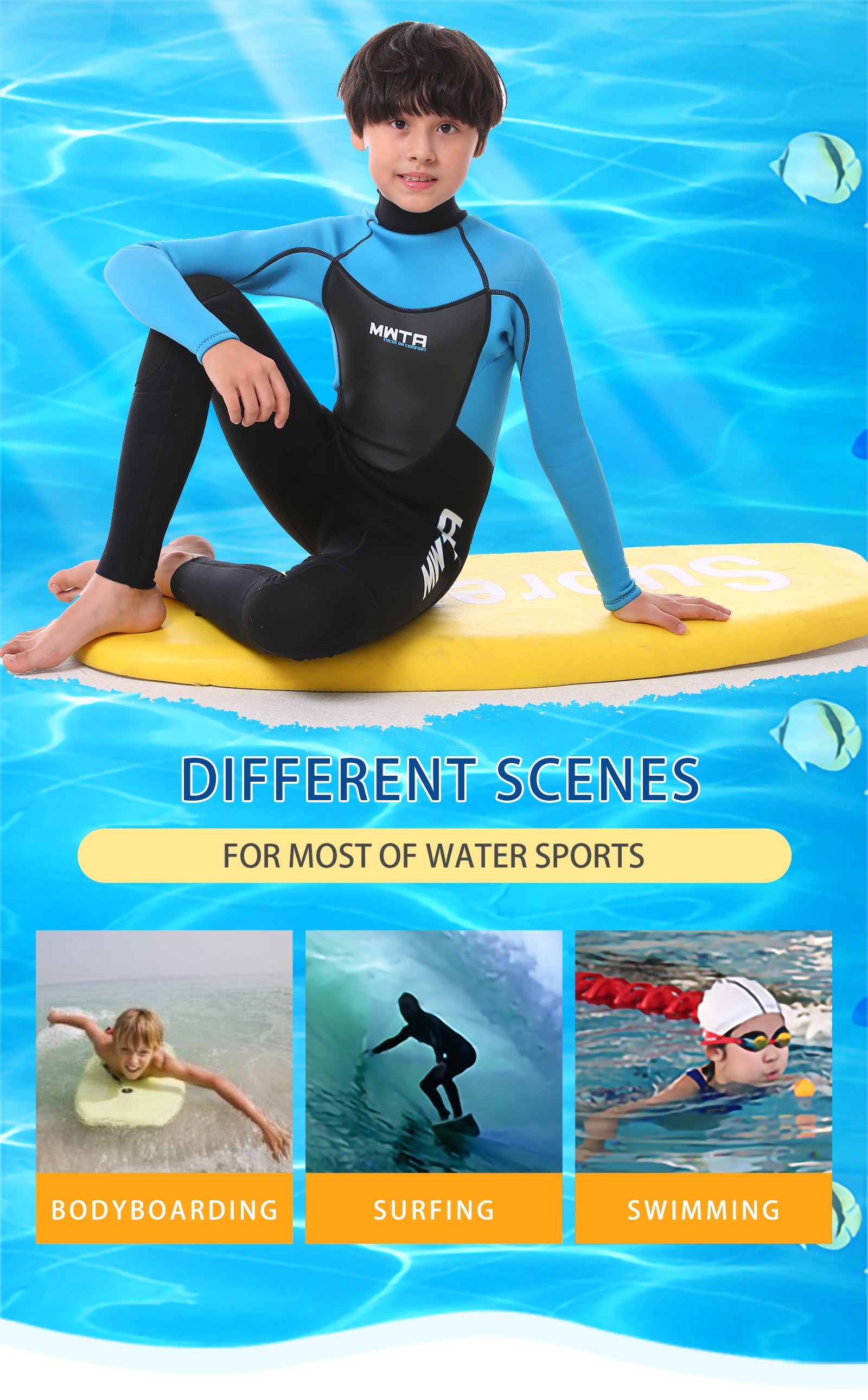 MWTA Junior 3/2mm Full Wetsuit Back Zip