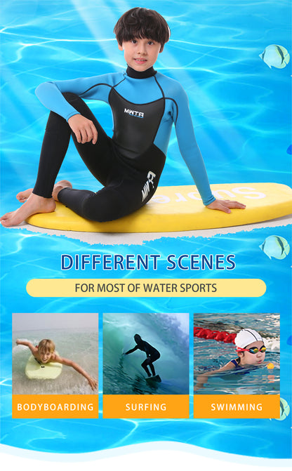 MWTA Kids' 3/2mm Back Zip Full Wetsuit