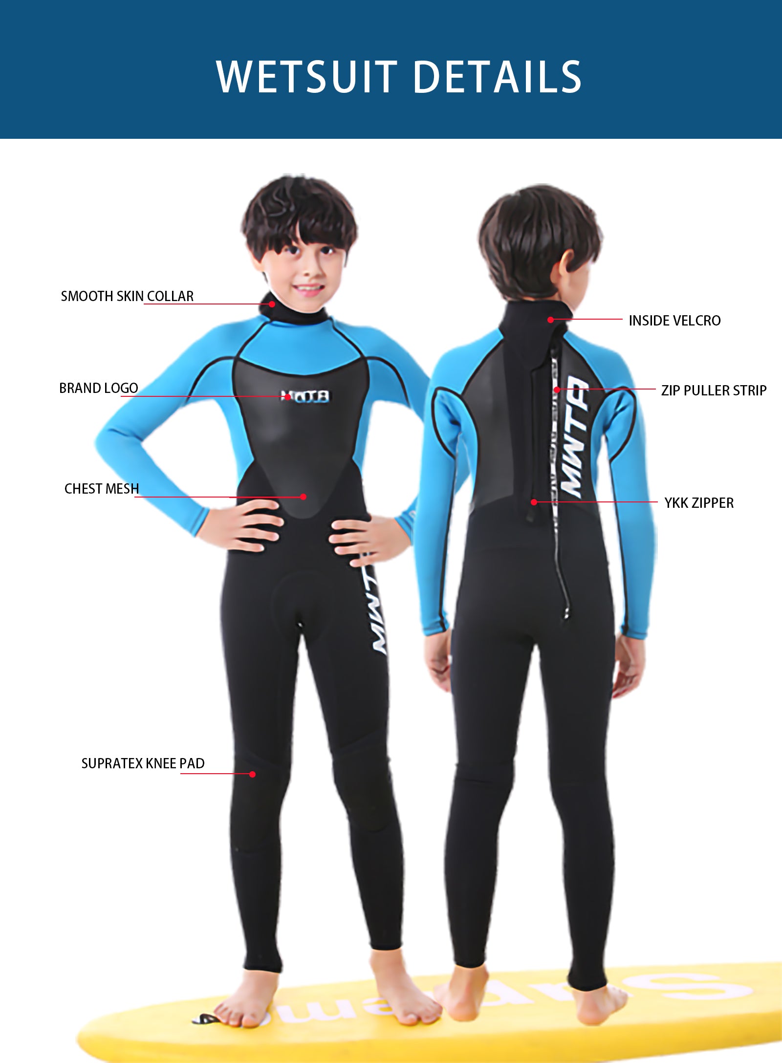MWTA Junior 3/2mm Full Wetsuit Back Zip