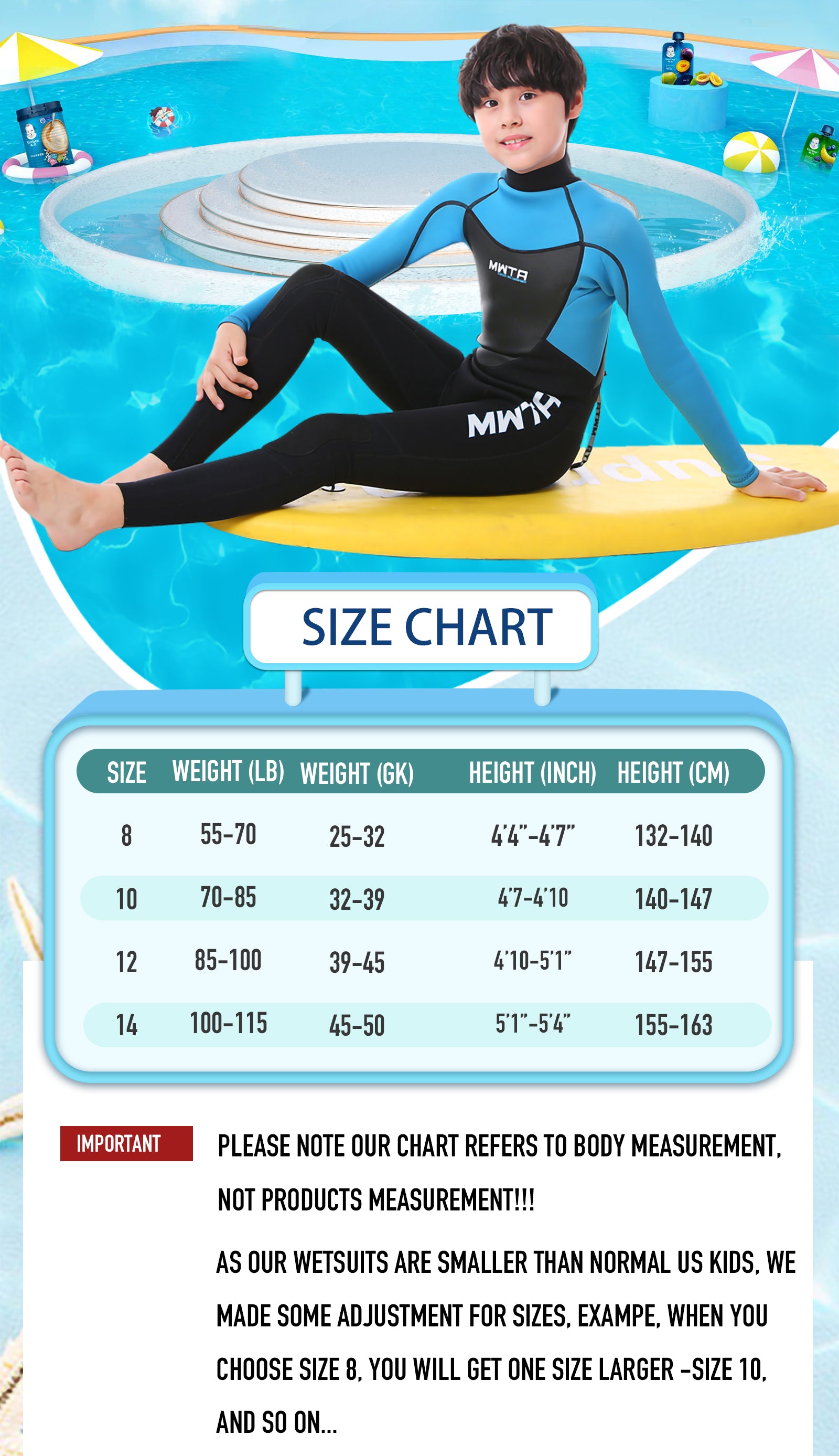 MWTA Junior 3/2mm Full Wetsuit Back Zip
