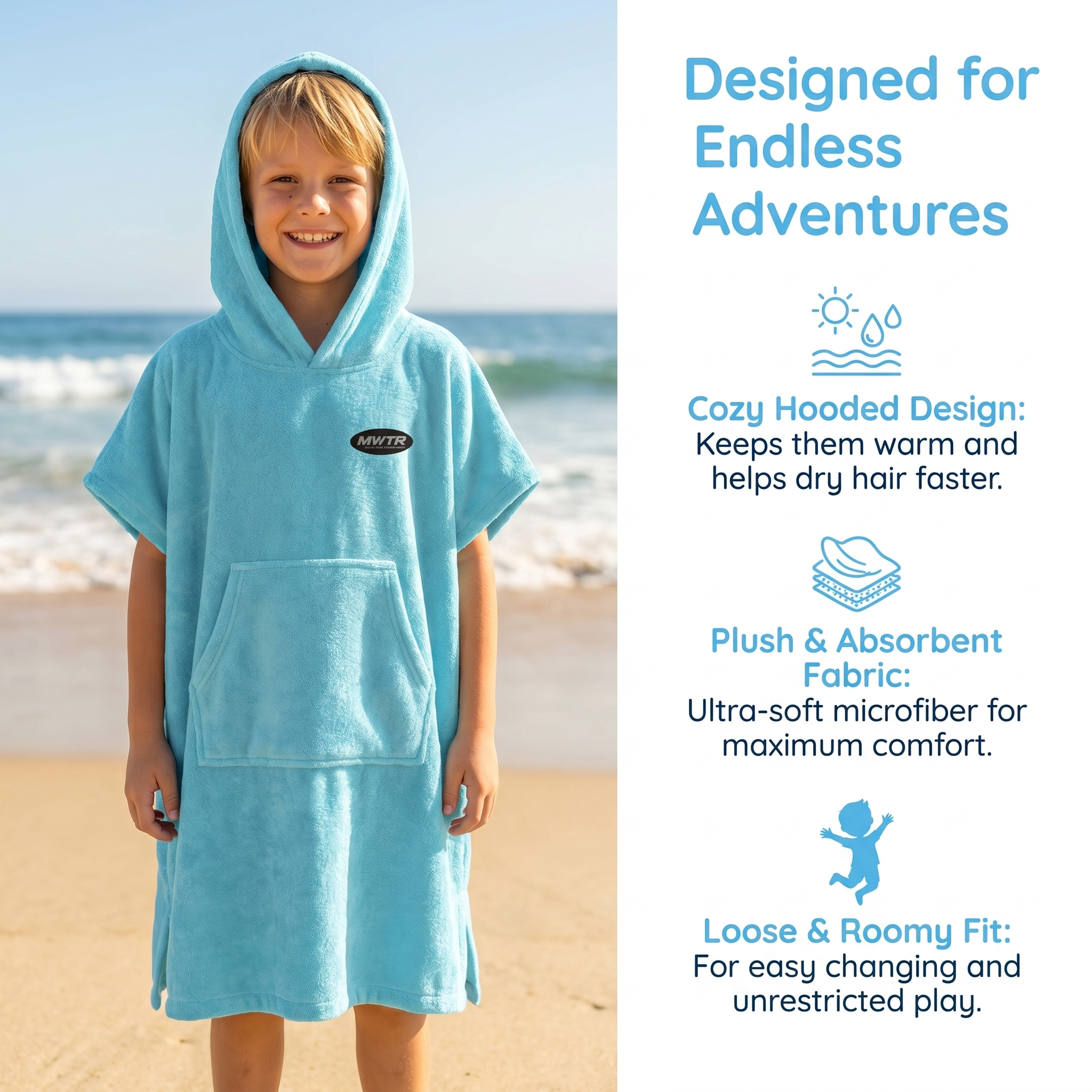 MWTA Kids Hooded Surf Poncho