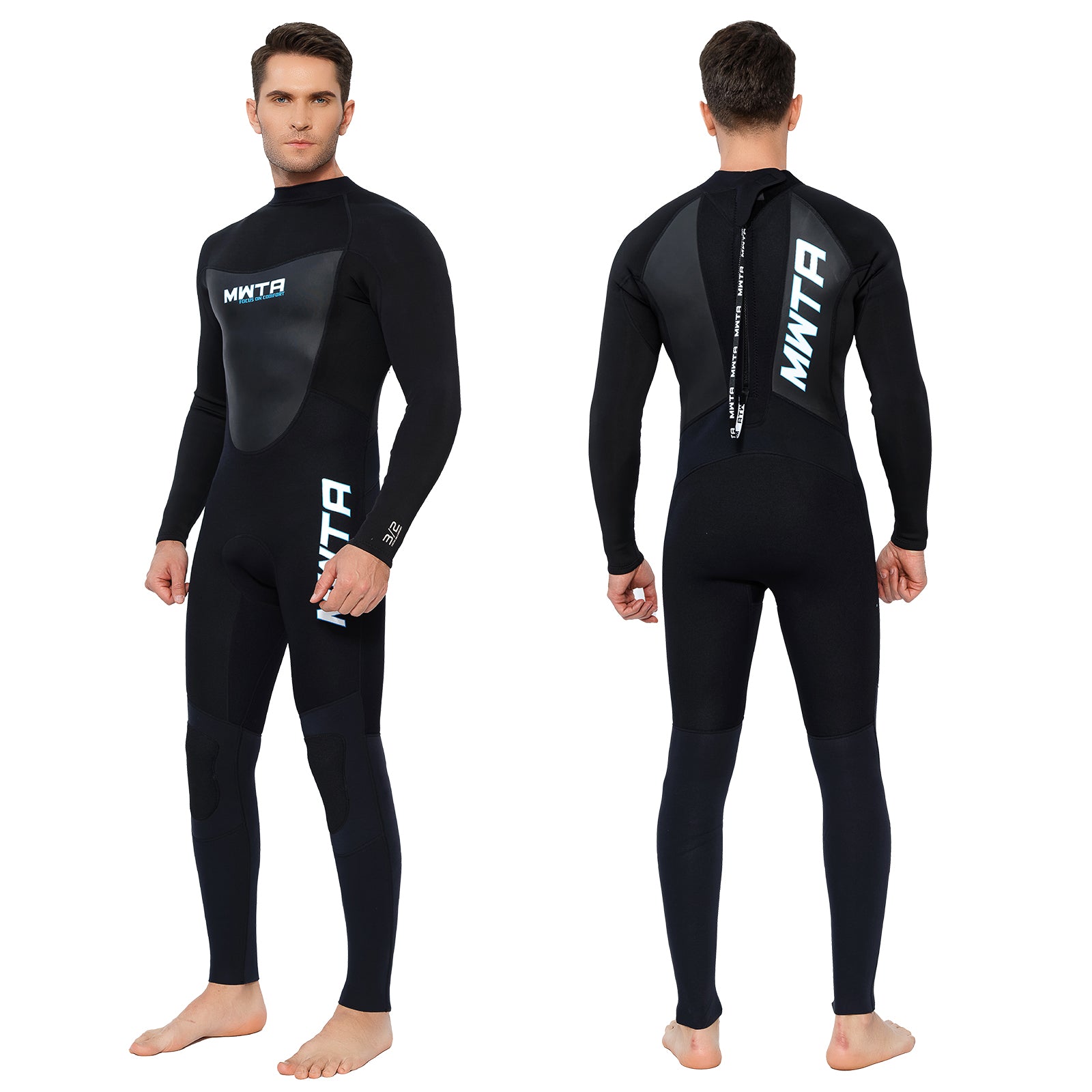 MWTA Men's 3/2mm Full Wetsuit Back Zip