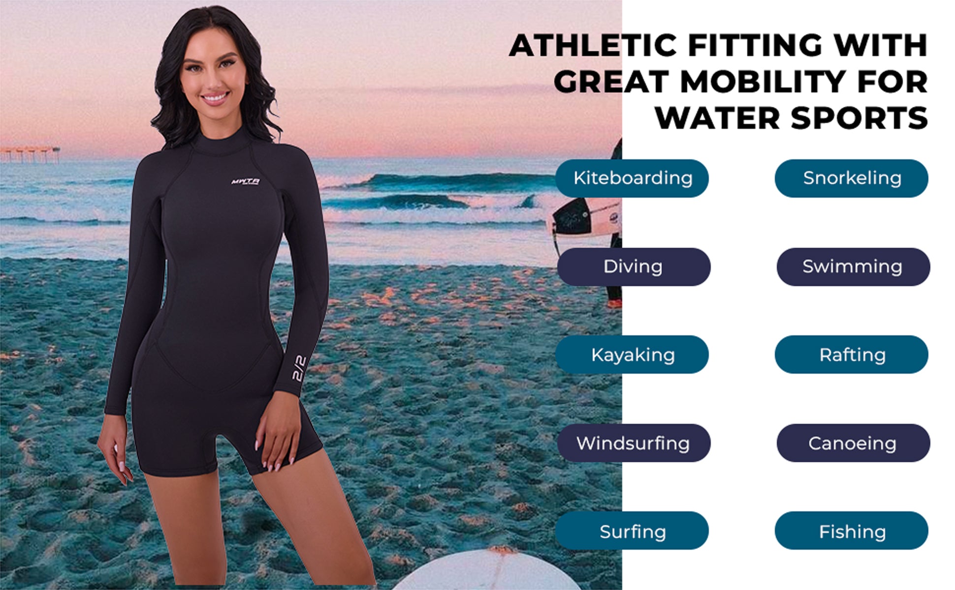 MWTA Women's Long Sleeve Wetsuit Back Zip Spring Suit