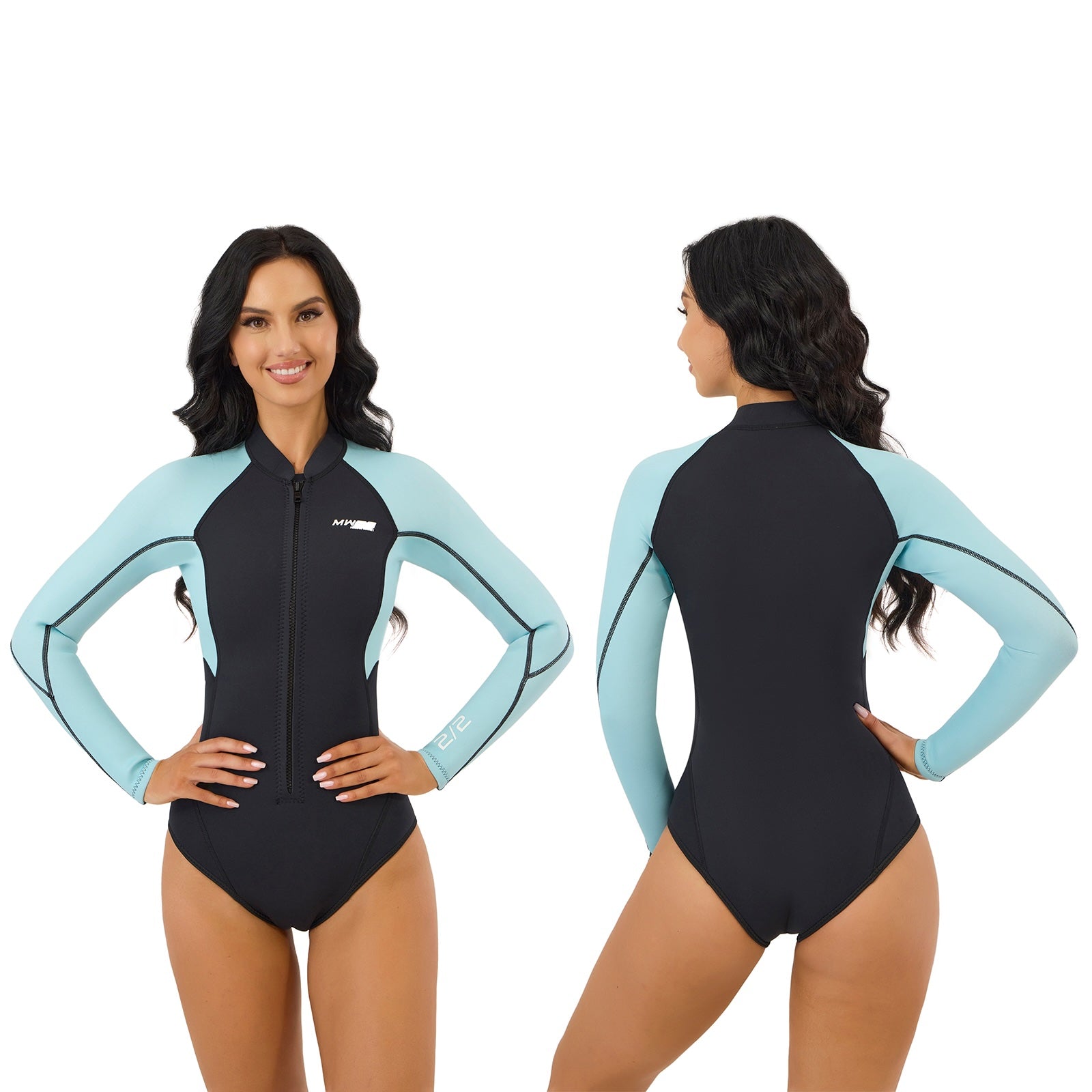 Women's 2mm Spring Suit Wetsuit Front Zip Colorblock | MWTA