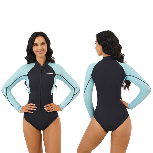MWTA Women's 2mm LS Colorblock Springsuit Front Zip