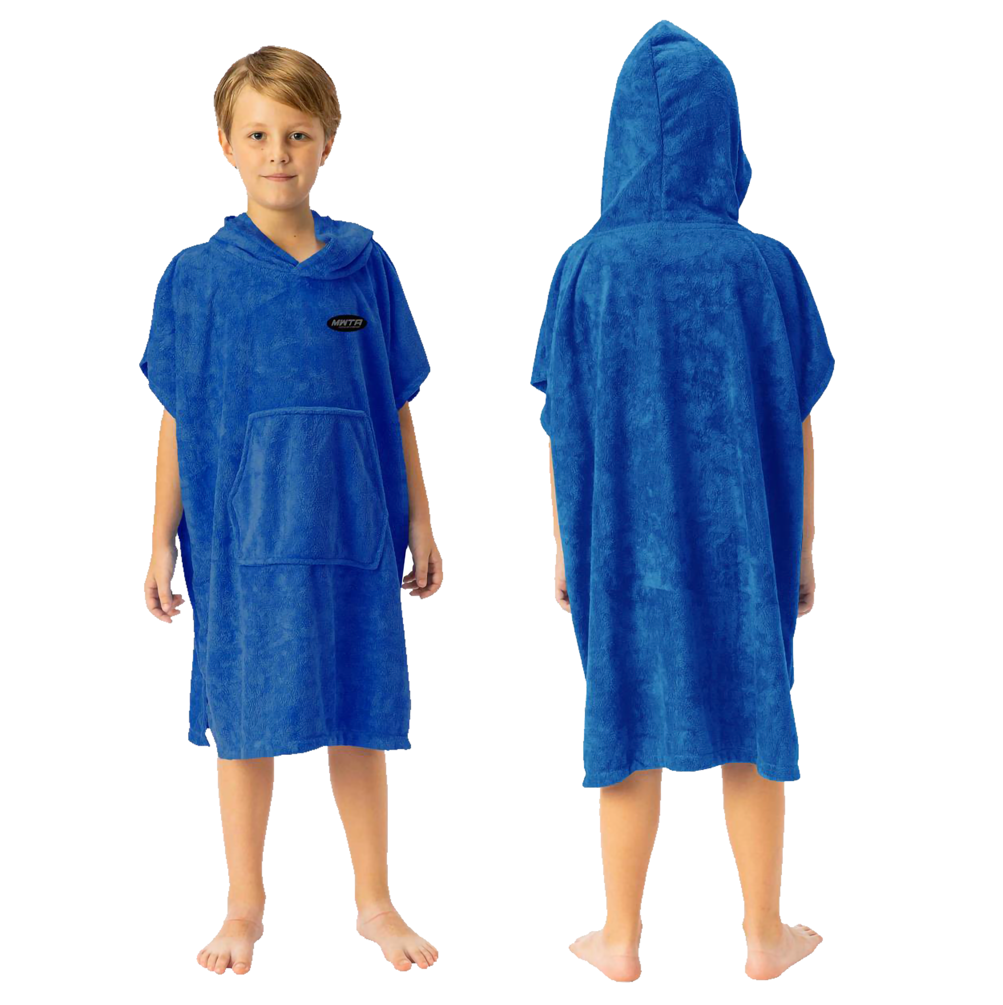 MWTA Surf Poncho for Kids with Hood, Quick Dry 80% Microfiber Polyester Changing Robe Beach Towel W/Outside Pocket - Outdoor, Surfing, Swimming, Bathing, Travelling, Camping, Pool (Royal Blue)…