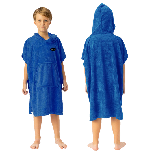 MWTA Surf Poncho for Kids with Hood, Quick Dry 80% Microfiber Polyester Changing Robe Beach Towel W/Outside Pocket - Outdoor, Surfing, Swimming, Bathing, Travelling, Camping, Pool (Royal Blue)…