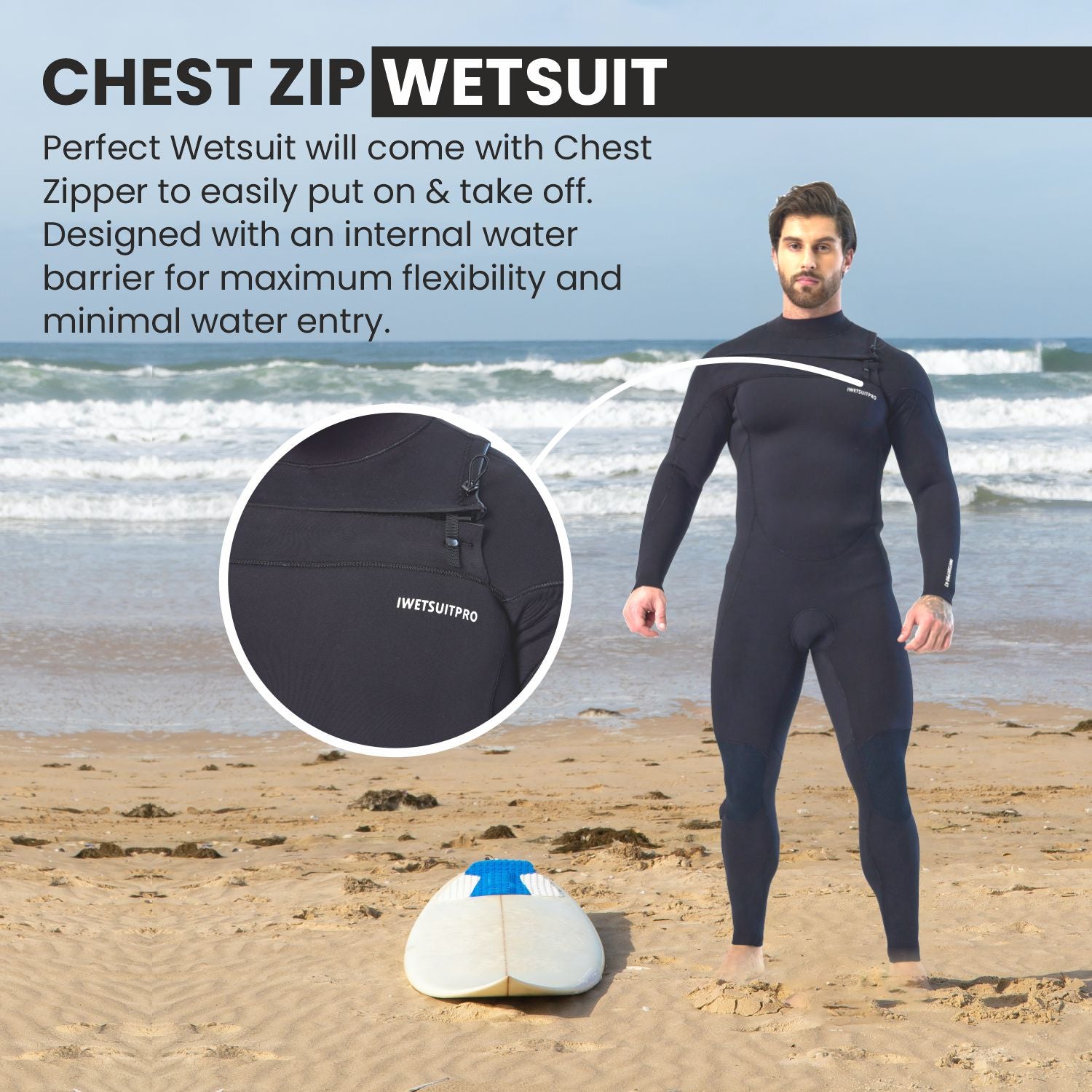 MWTA Men's Front Zip Full Wetsuit