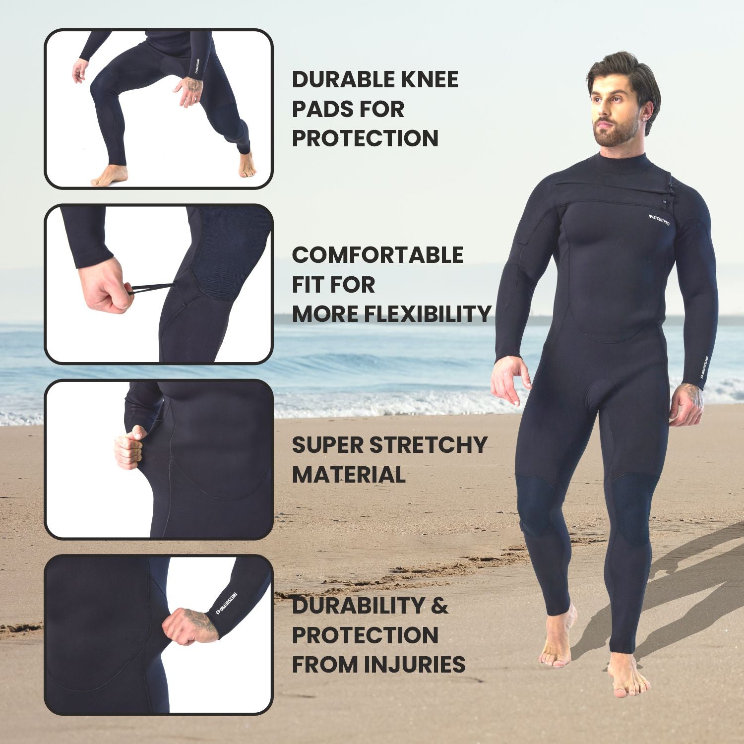 MWTA Men's Front Zip Full Wetsuit