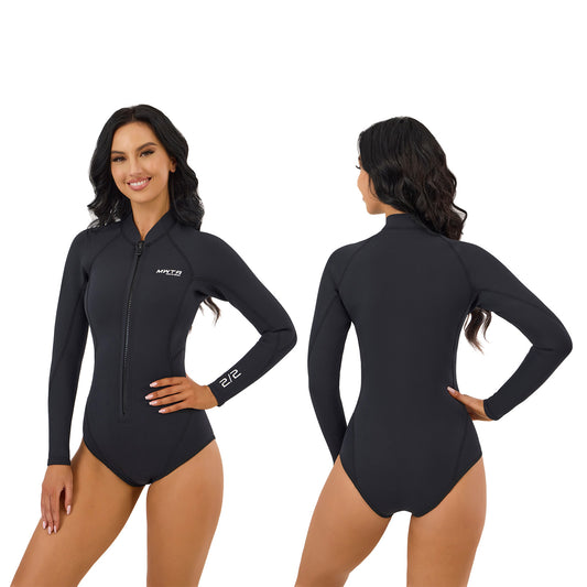 MWTA Wetsuit Women Shorty 2.0mm Neoprene Front Zipper for UV Protection Surfing Diving Snorkeling Kayaking BLK Size 6