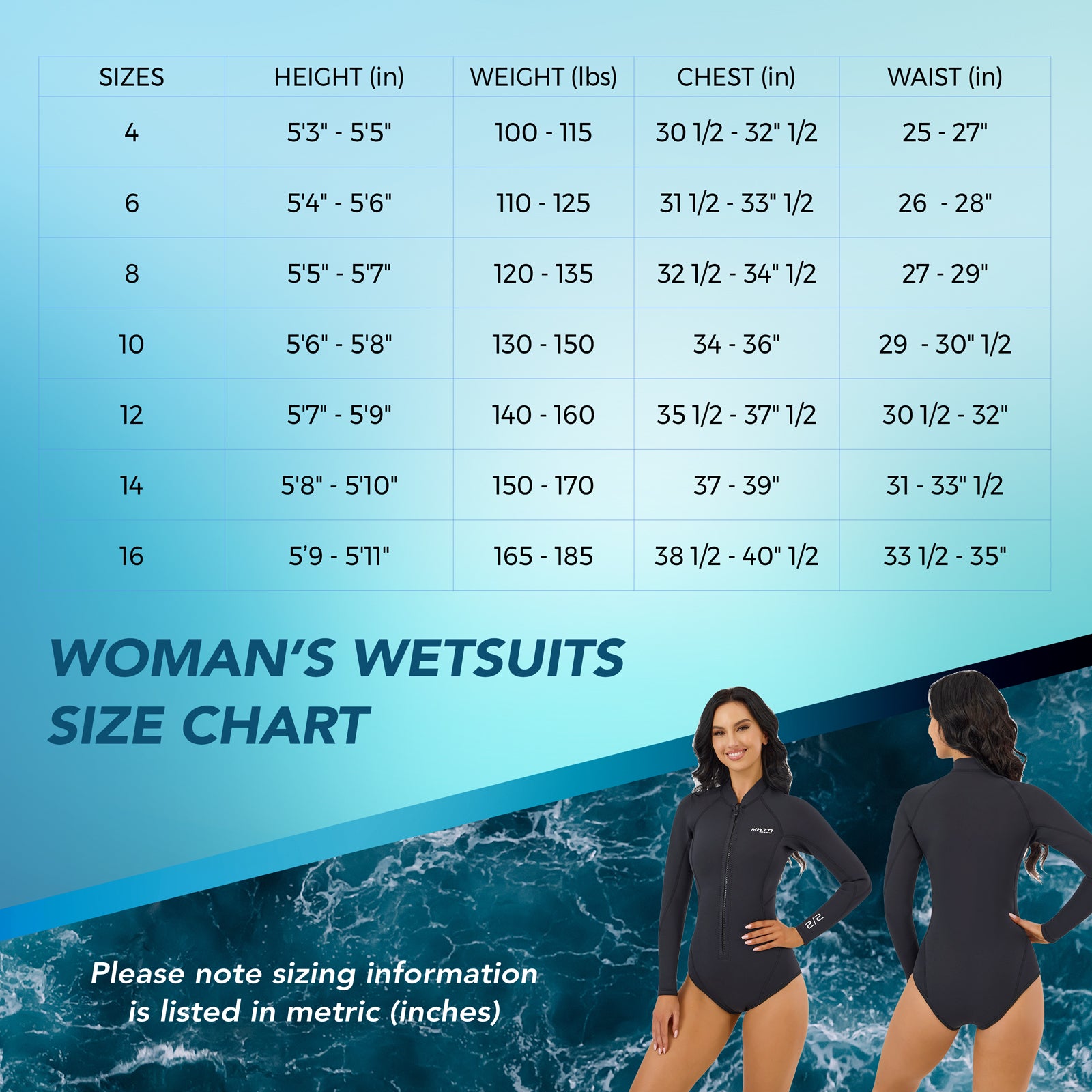 Women's 2mm Long Sleeve High Cut Spring Suit Wetsuit Front Zip | MWTA